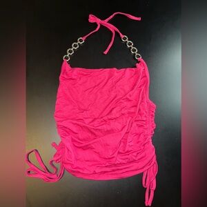 GARAGE G-Edition y2k style Ruched Chain Halter Top in Sangria Size Medium NWT